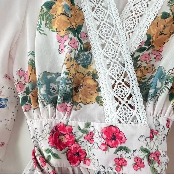 Zimmermann Dress Women Clover Patched Wrap Mini Floral Boho cottage core - Picture 7 of 13